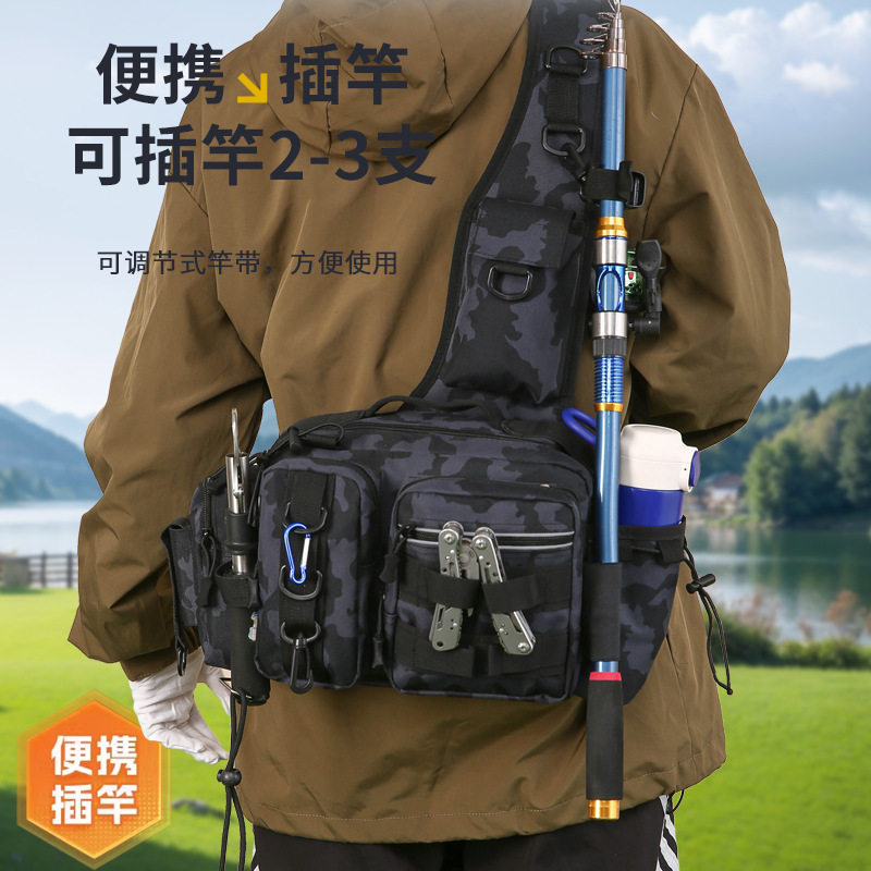 防泼水路亚包新款多功能钓鱼包旅游户外运动单肩斜挎路亚腰包男