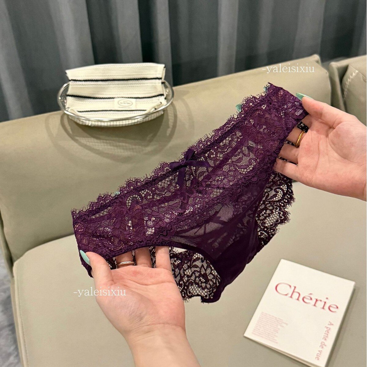 正品925钻#日系性感火辣女士蕾丝内裤钻饰高档绑带镂空心机诱惑