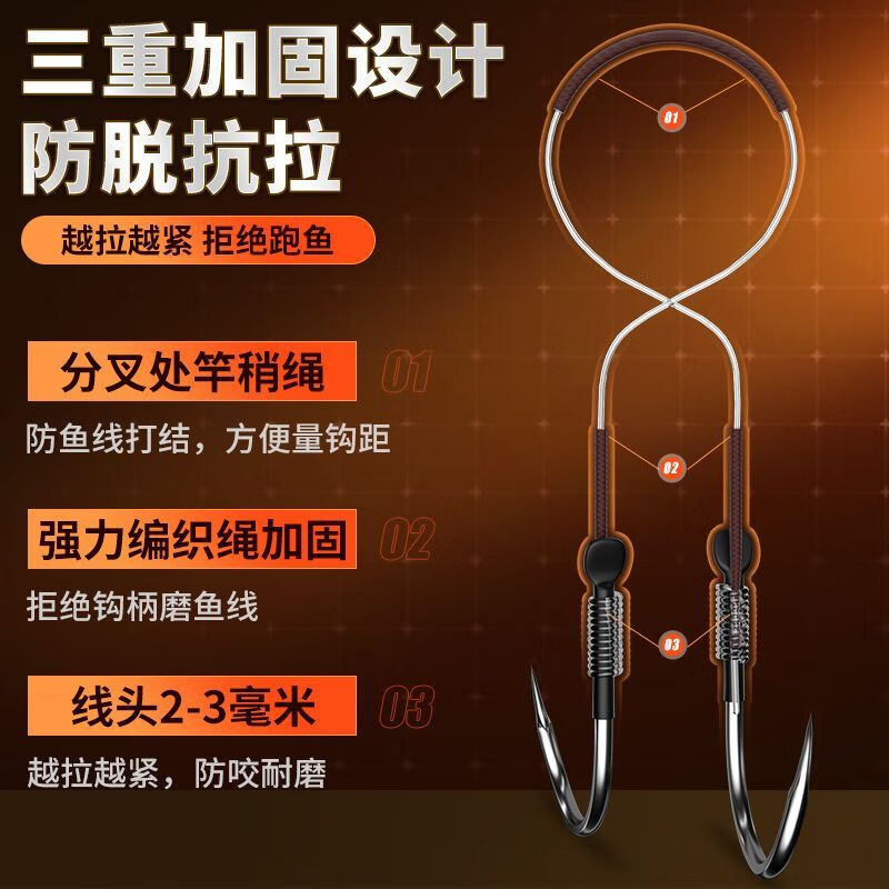 进口大物子线双钩歪嘴加强版鲢鳙青鱼钩有倒刺伊势尼绑成正