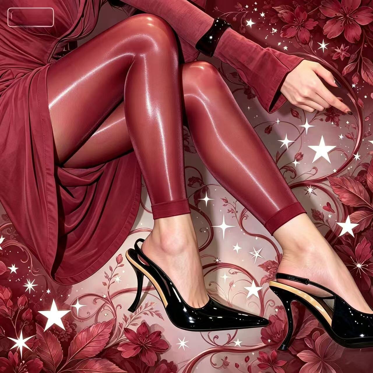 【912针织INS百搭】男女同款九分马油袜超丝滑油亮性感大码加长款