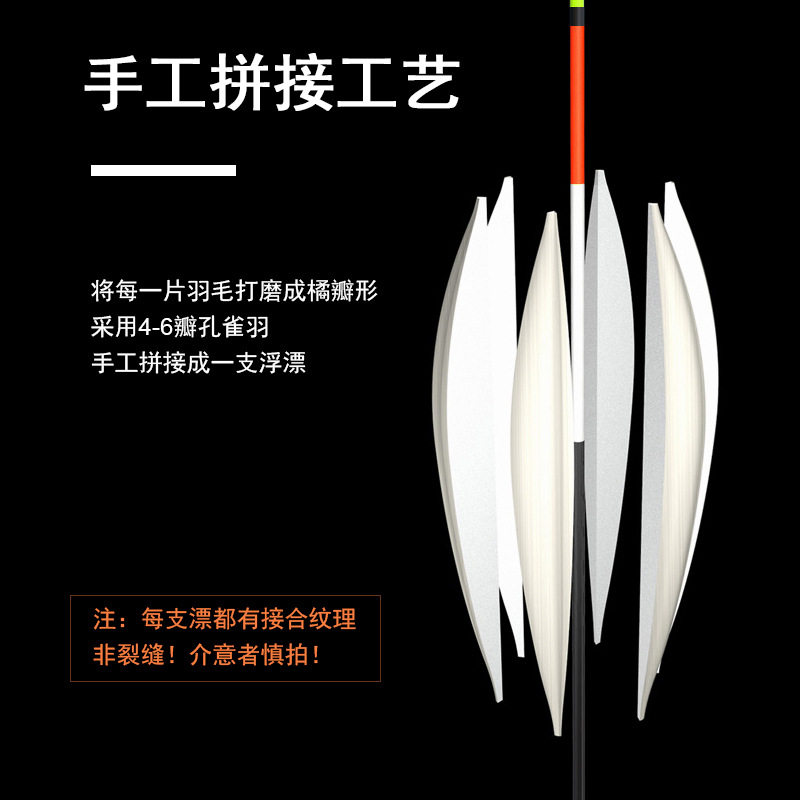 孔雀羽浮漂轻口鲫鲤鱼漂加粗醒目黑坑竞技鱼漂去壳羽毛漂青鱼