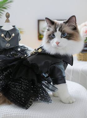 现货宠物服装宠物小狗猫咪衣服可爱工厂秋冬新款时尚亮片小皮裙子