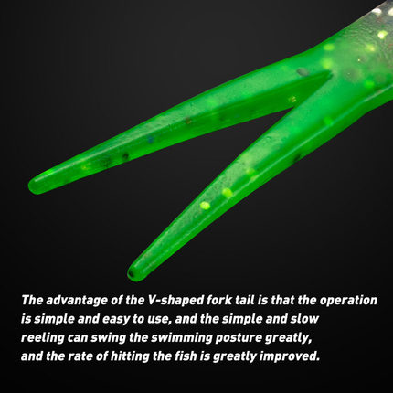 路亚饵叉尾TPR浮水软饵软虫软鱼假饵根钓铅头钩钓组8cm2.66g6只装