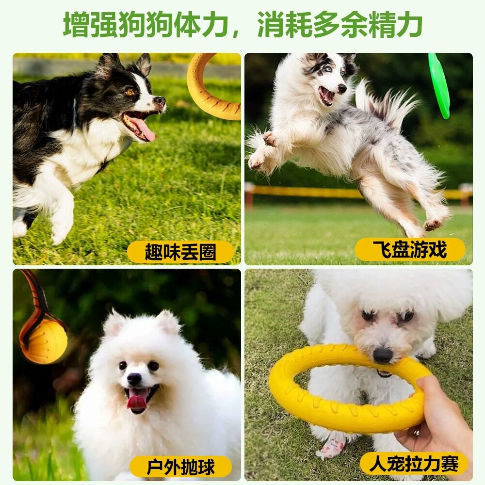 狗玩具大型犬圆环飞盘边牧拉力环磨牙耐咬解闷神器泰迪宠物小狗球
