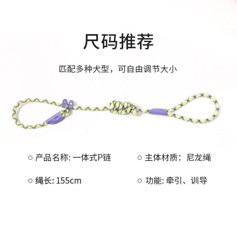 爆款宠物牵引绳防爆冲P链外出遛狗绳尼龙编织狗绳子牵引带遛狗P绳