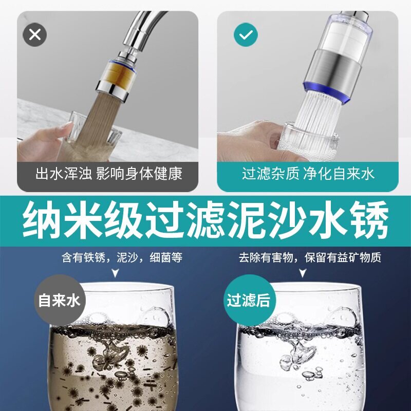 厨房水龙头过滤器洗菜盆通用可旋转过滤网嘴防溅万向增压净水器