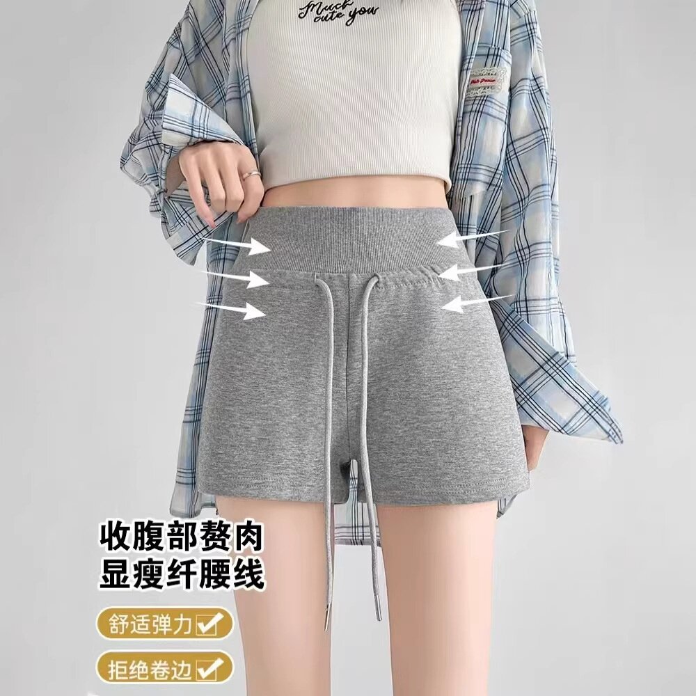 美式辣妹运动短裤灰色紧身2026夏季新款宽松三分抽绳裤子休闲裤女