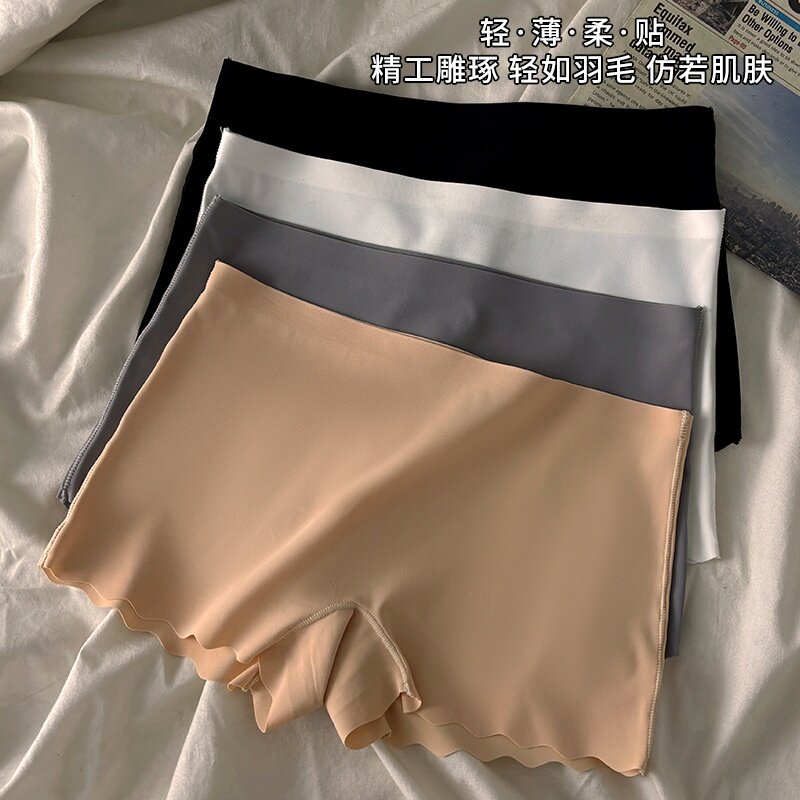 新款平角裤女士冰丝安全裤内裤二合一无痕纯棉裆夏季防走光打底裤