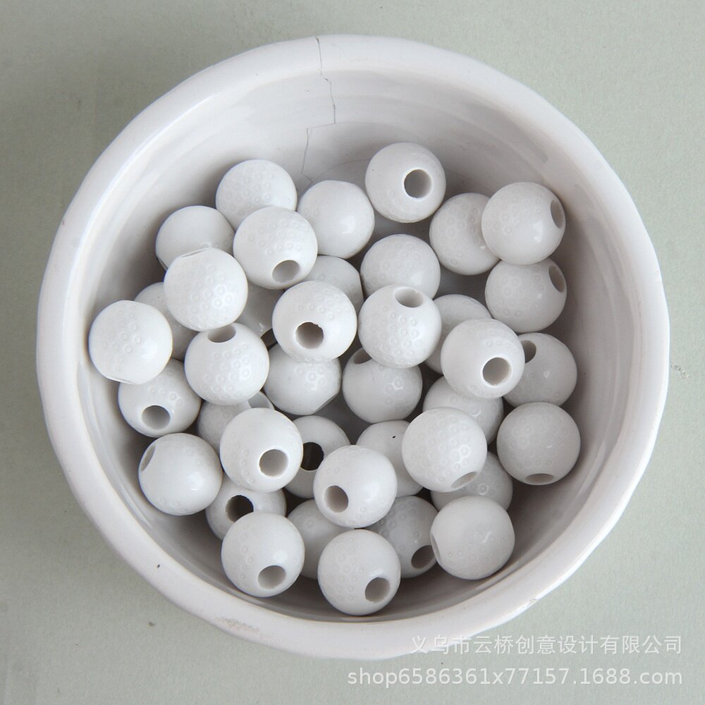 50颗/包12mm高尔夫球珠子亚克力散珠DIY配件手工串珠大孔圆珠白色