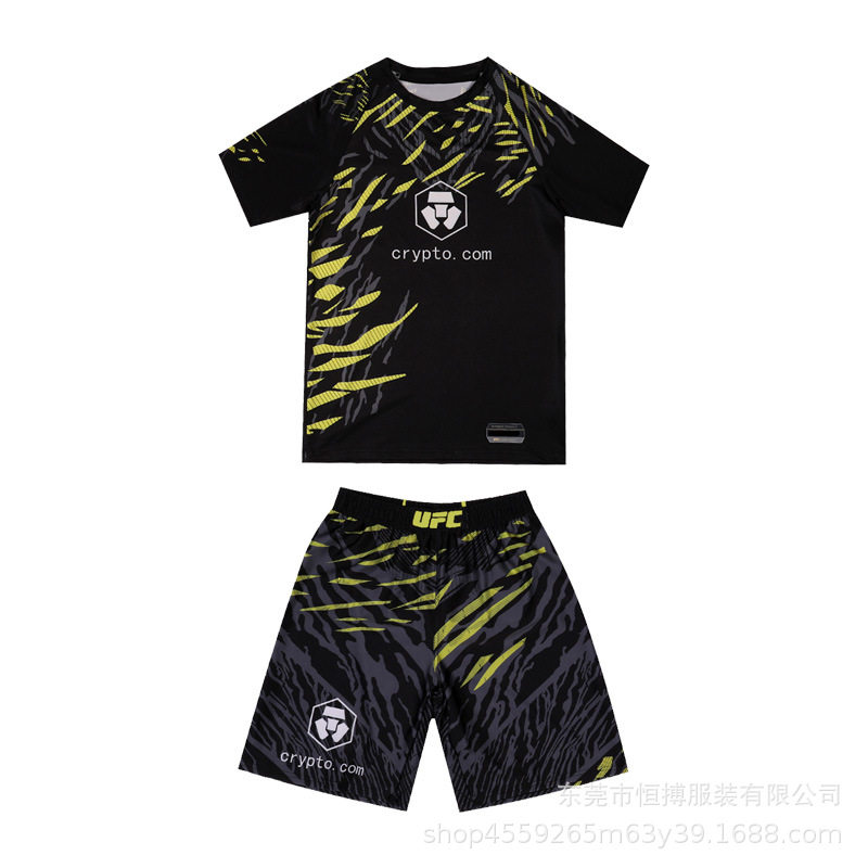 拳击服ufc套装男女运动健身泰拳短裤搏击训练服格斗短袖高弹力