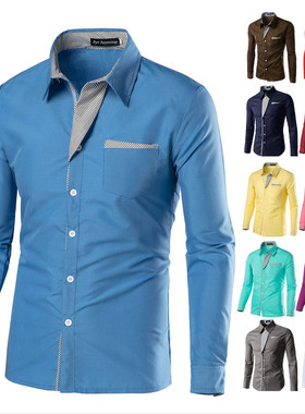 Men's Luxury Casual Formal Shirt Long Sleeve Slim Fit Busine