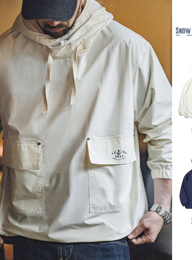 马登工装 美式复古SMOCK甲板服卫衣军事风户外防风连帽外套男春