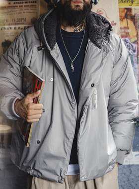 马登工装美式N3B灰色派克服棉服外套短款连帽加厚保暖棉衣男秋冬