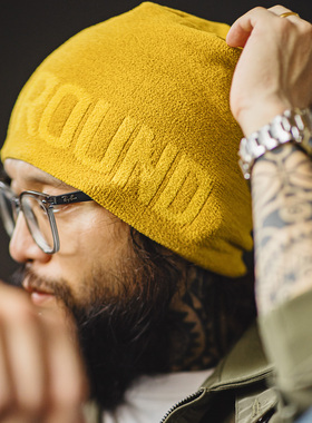 马登工装美式黄色提花针织冬帽山系日杂冷帽保暖太阳帽编织帽男