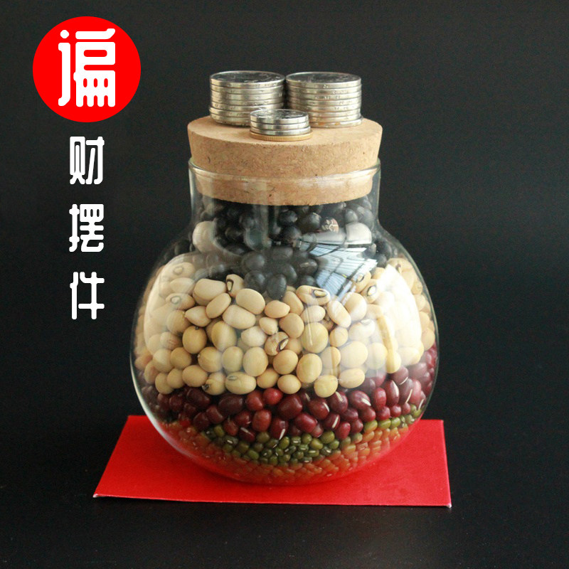 五色豆家居谝财摆件店铺布局招财摆设绿红黄白黑五行开业乔迁礼物