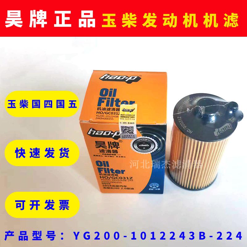 YG200-1012243B-224机油滤芯玉柴发动机国四国五2449H000341机滤