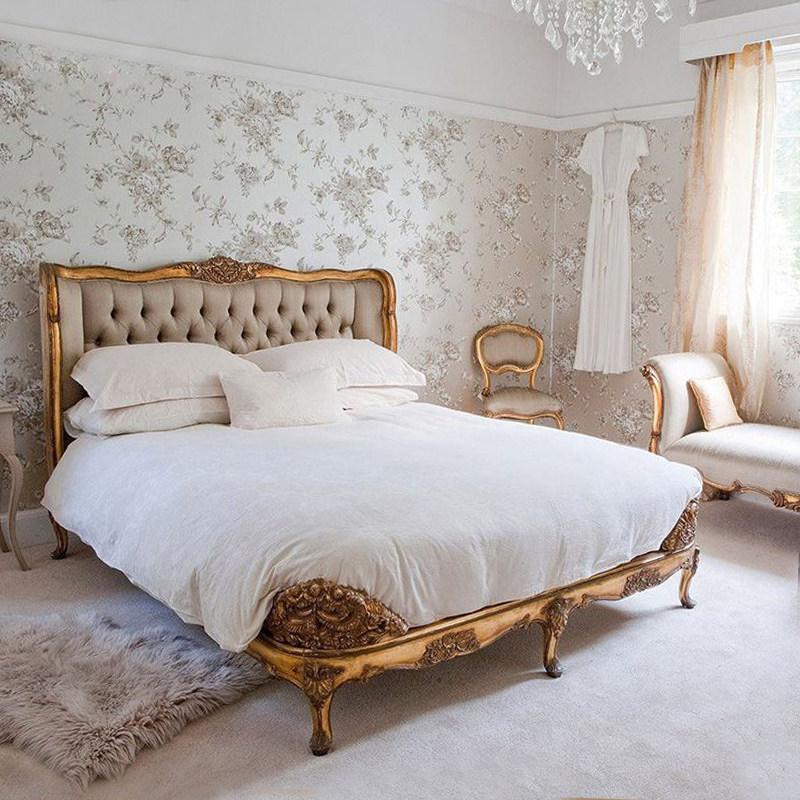 法式奢华公主床实木雕花金色做旧宫廷双人床主卧2.0&times;2.2婚床定制