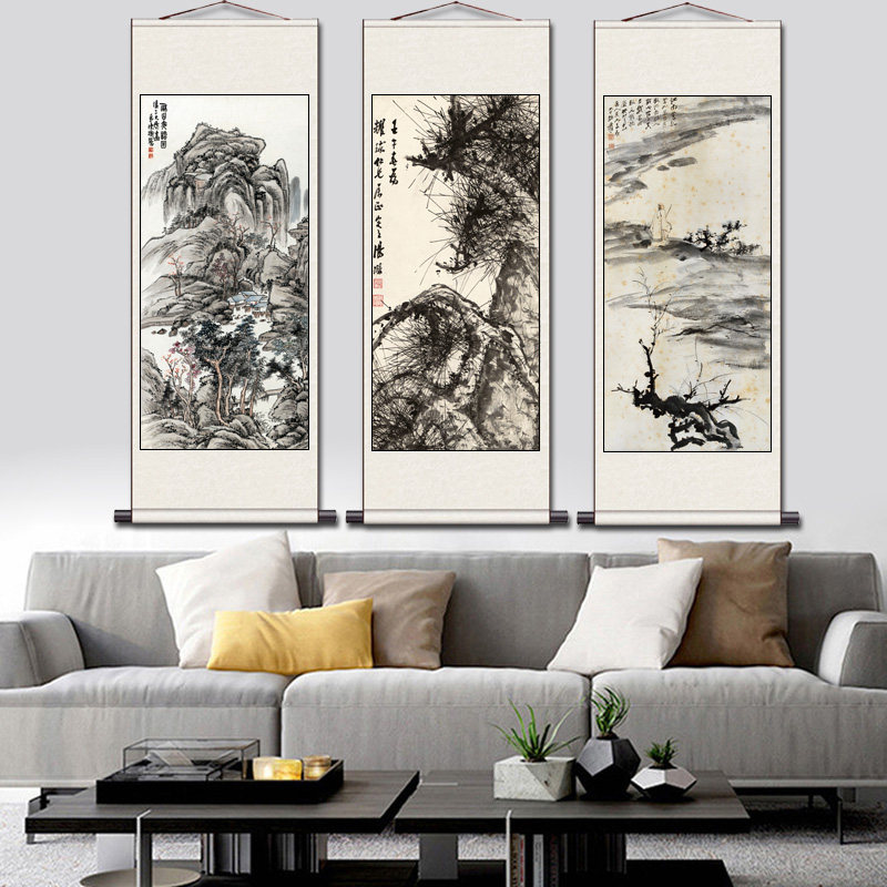 李可染高清微喷水墨画绢画