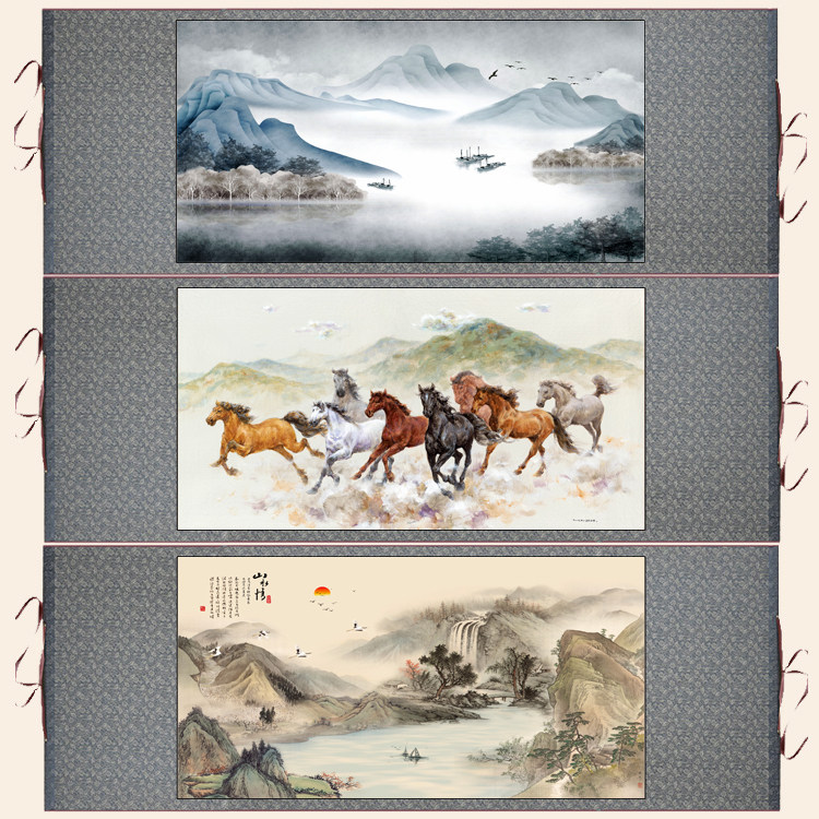 横幅卷轴画装饰画高清微喷