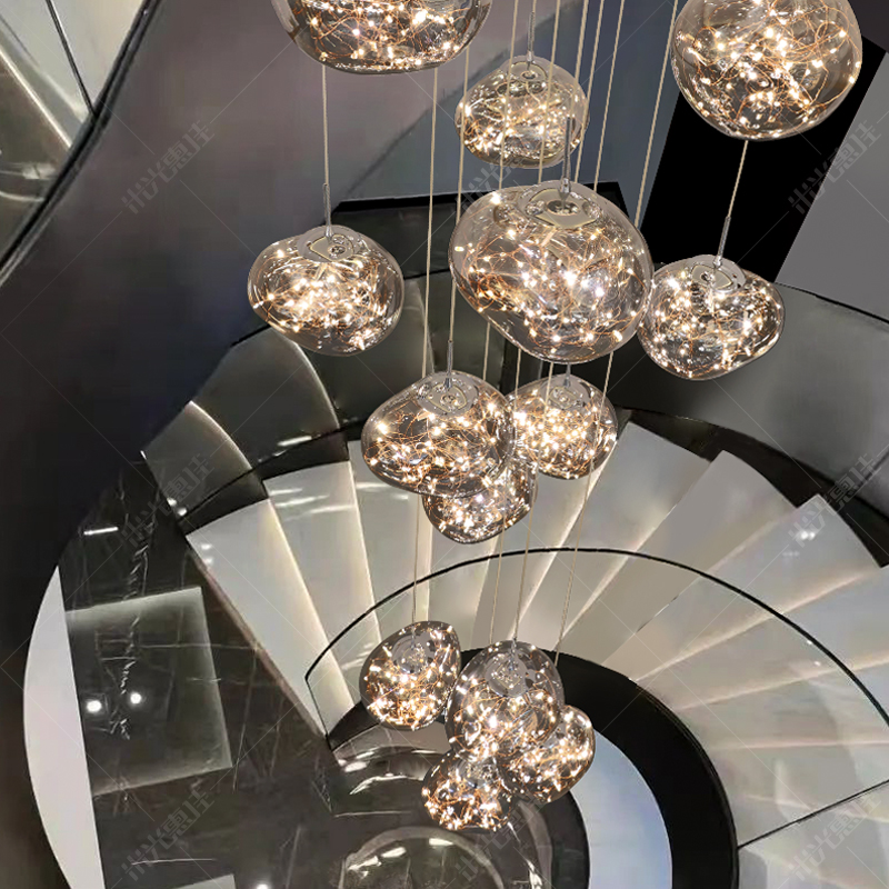 楼梯挑空吊灯新款满天星轻奢大灯