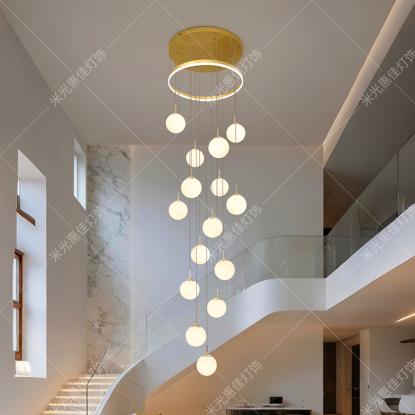 loft公寓楼梯间吊灯复式楼大吊灯