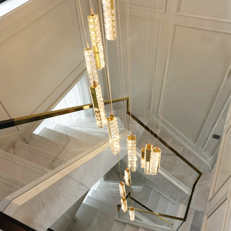 水晶楼梯挑空吊灯轻奢别墅复式楼大吊灯高级感loft公寓旋转长线灯,家装灯饰光源,LOFT/复式住宅/楼梯吊灯,淘宝优惠券,粉丝福利购,淘宝优惠卷