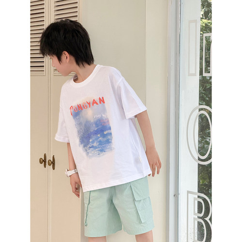 2026新款儿童印花短袖T恤韩版夏装男孩时尚百搭上衣男女宝半袖潮