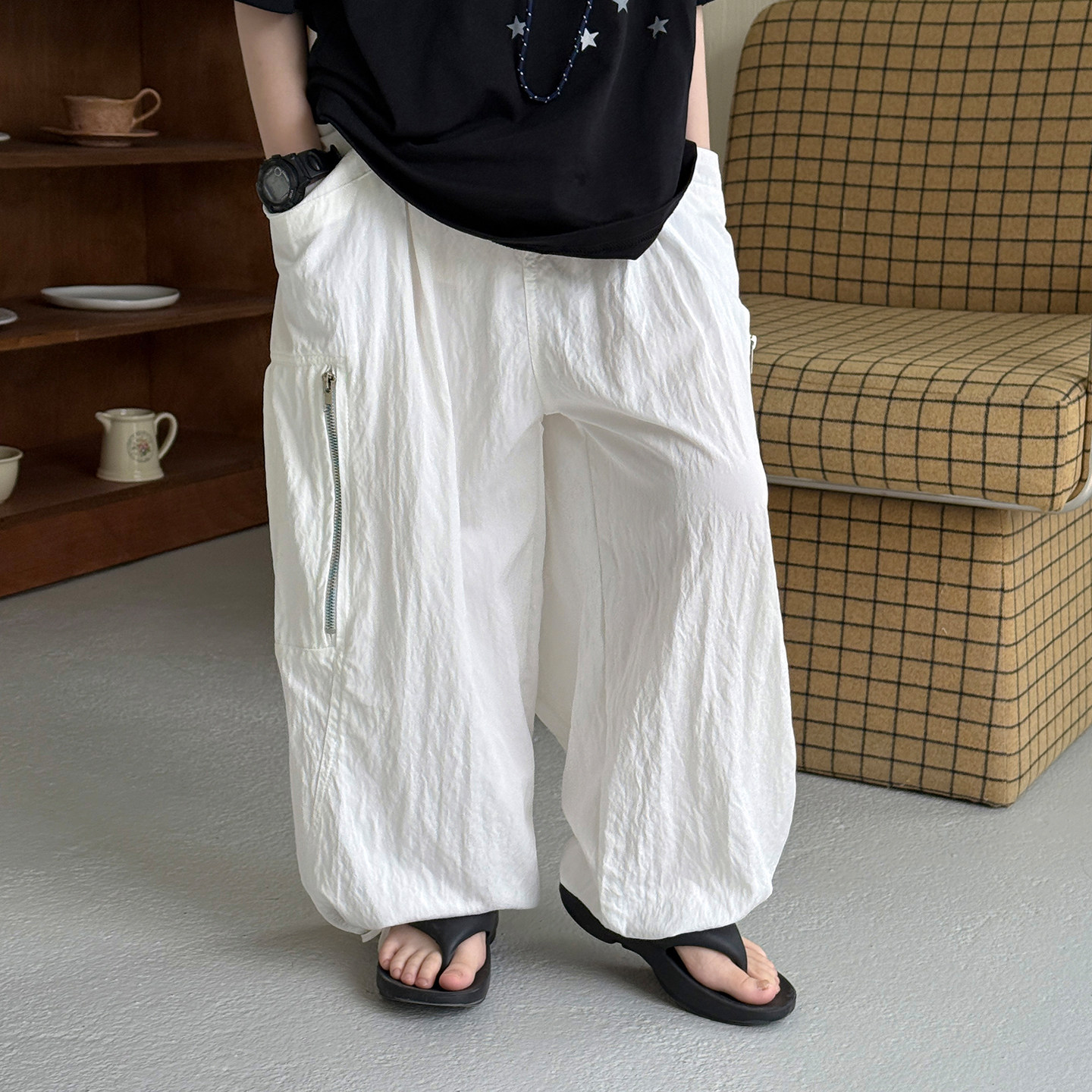 儿童轻薄长裤防蚊防晒裤子2026新款夏装韩版男女孩口袋工装束脚裤