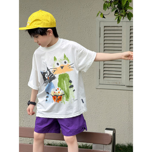 儿童卡通印花T恤短袖2026新款韩版夏装时髦女孩宽松夏季上衣半袖t