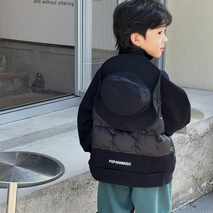 儿童羽绒服时尚中小童白鸭绒上衣潮2023冬装新款男童保暖拼接外套