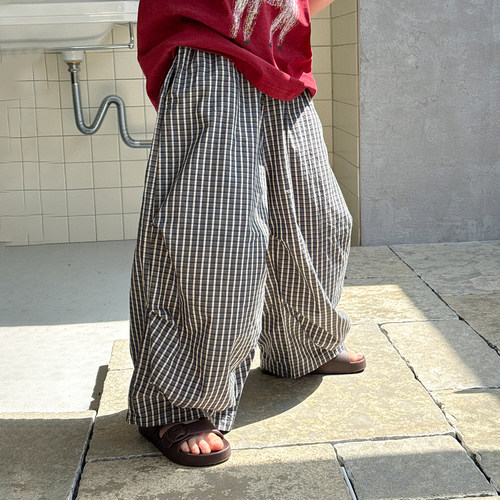 男童格纹长裤防蚊弯刀裤儿童轻薄裤子2026春夏新款男孩洋气休闲裤