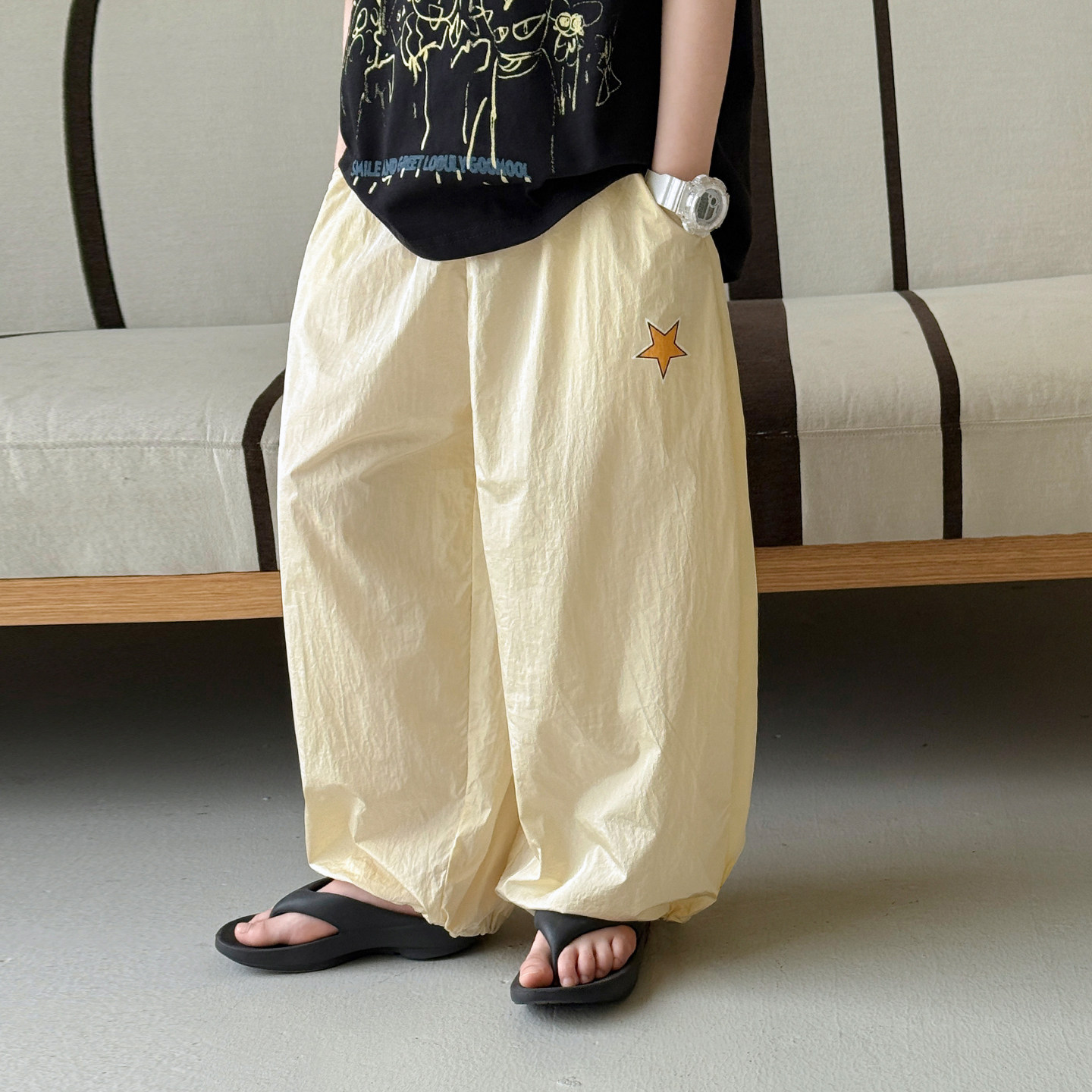 儿童轻薄长裤防蚊防晒裤子2026新款夏装韩版男女宝贴标星星束脚裤