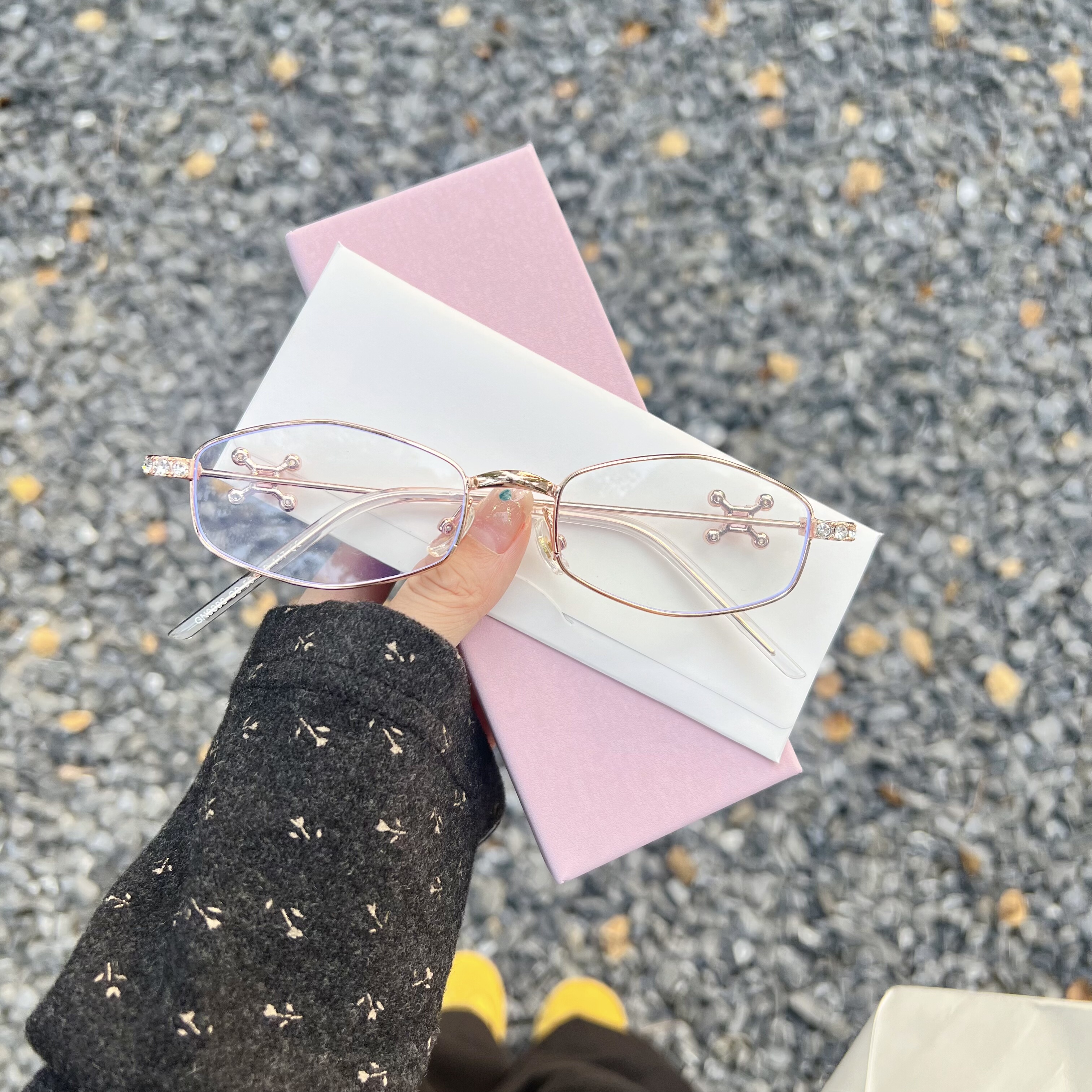 显白钻石Gm同款不规则大脸眼镜近视女可配有度数专业防蓝光平光镜