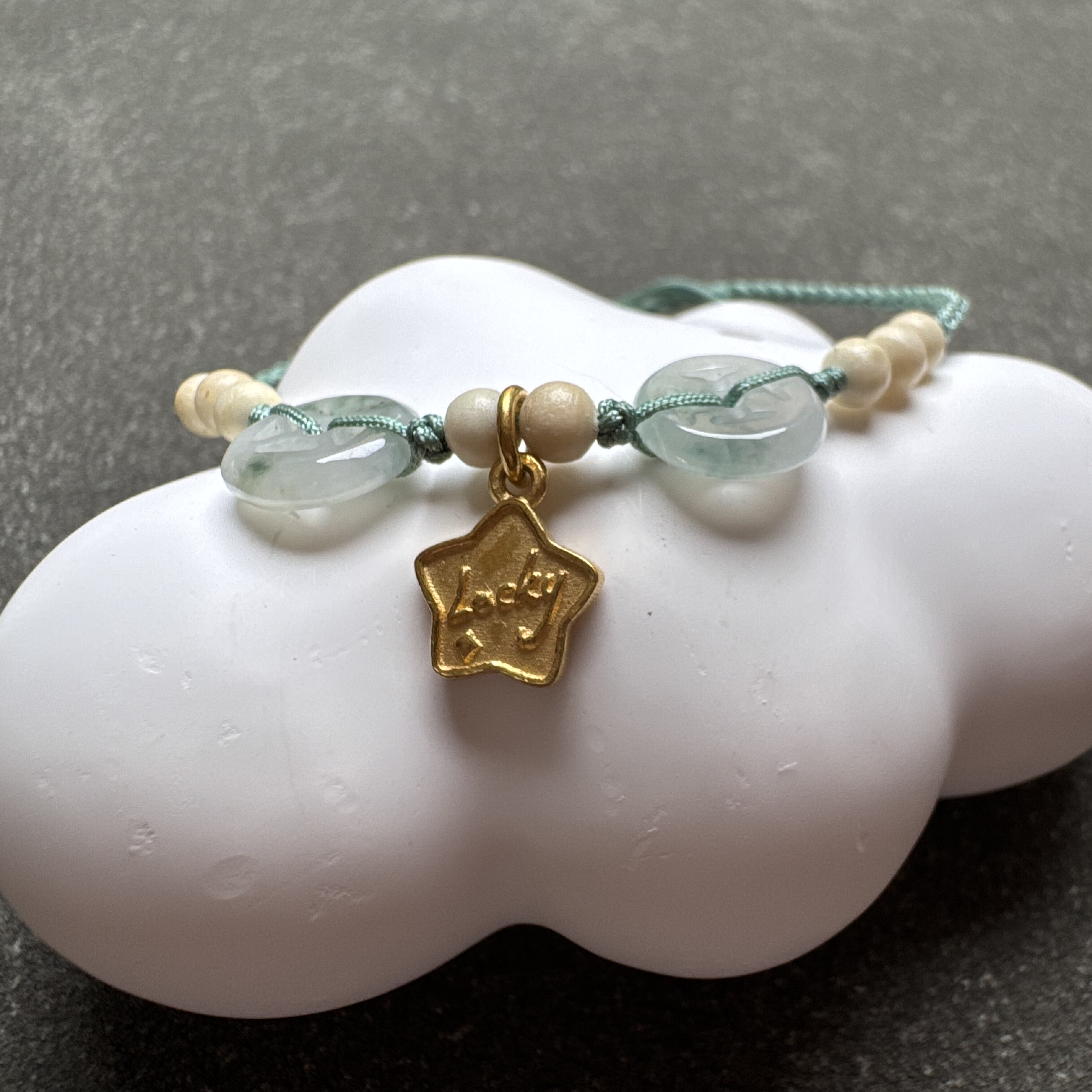 足金五角星幸运转运翡翠铜钱