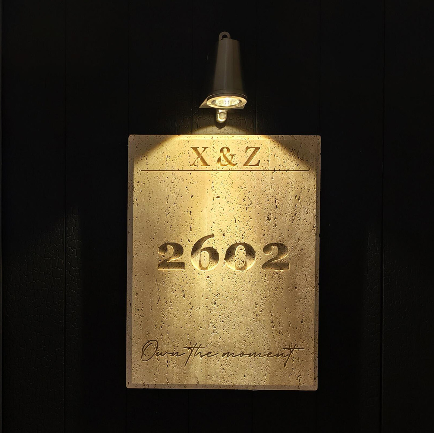 别墅天然洞石门牌定制小区街道入户门口大理石房号牌家用房间挂牌