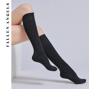 凡洛纪 针织棉袜女日系复古中筒堆堆袜纯色小腿袜