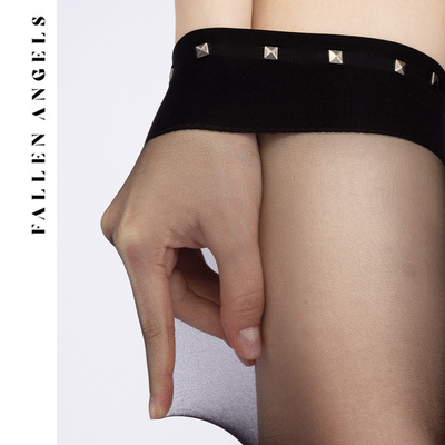 凡洛纪 铆钉小腿袜夏季小众设计感暗黑超薄黑丝袜女