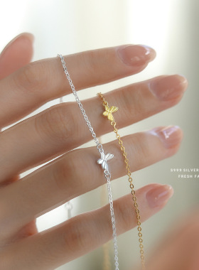 蝴蝶手链女s999纯银精致优雅简约