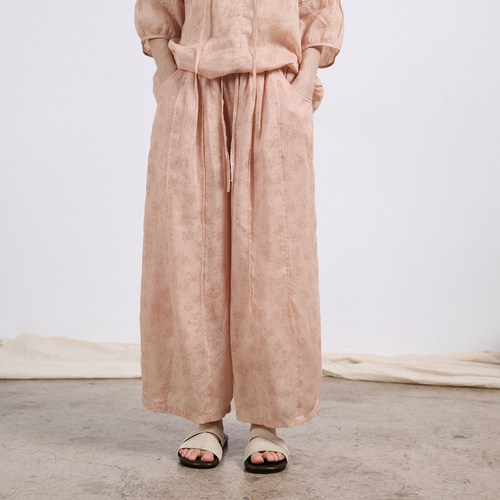 【拙外 7/13新品 00:00AM】设计感印花直筒裤夏季松紧腰九分裤