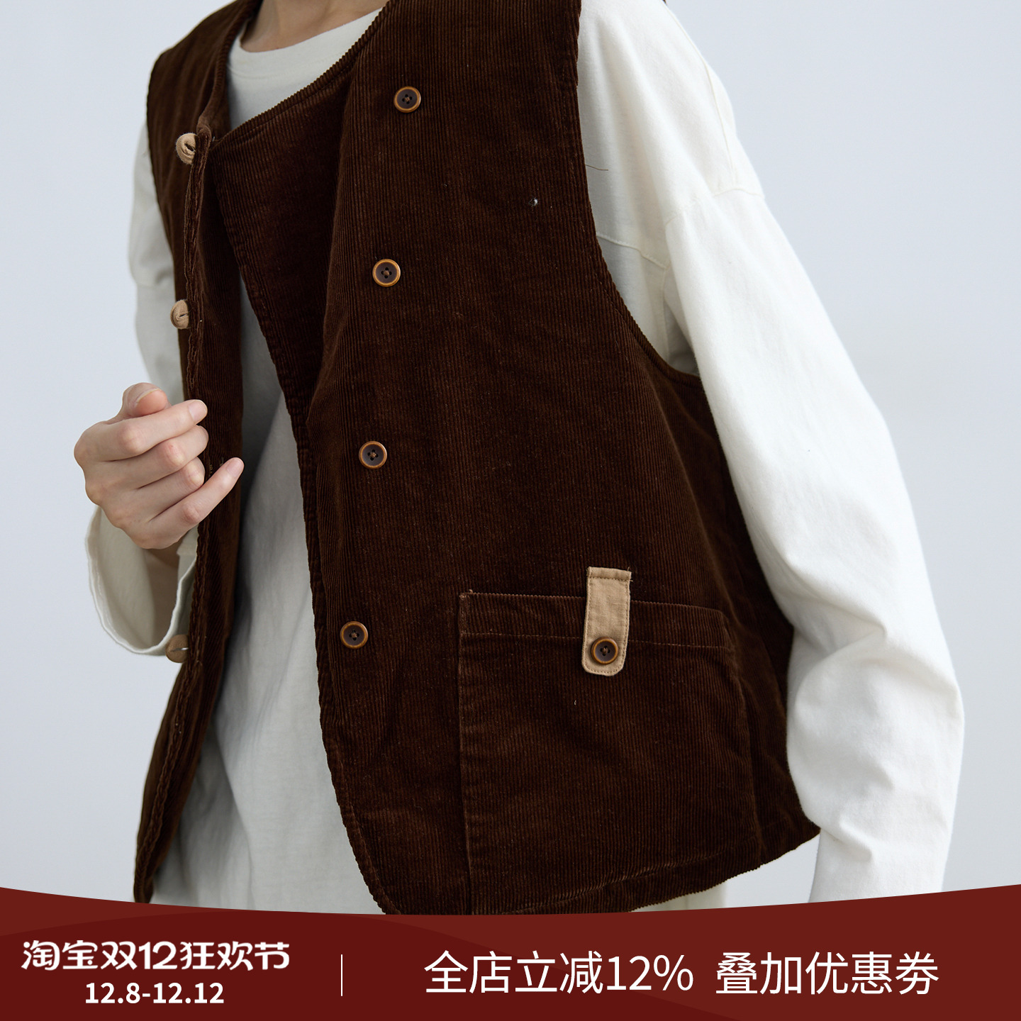 拙外【景行】2025巨好看的马甲棕色时尚可外穿棉马夹内搭打底背心