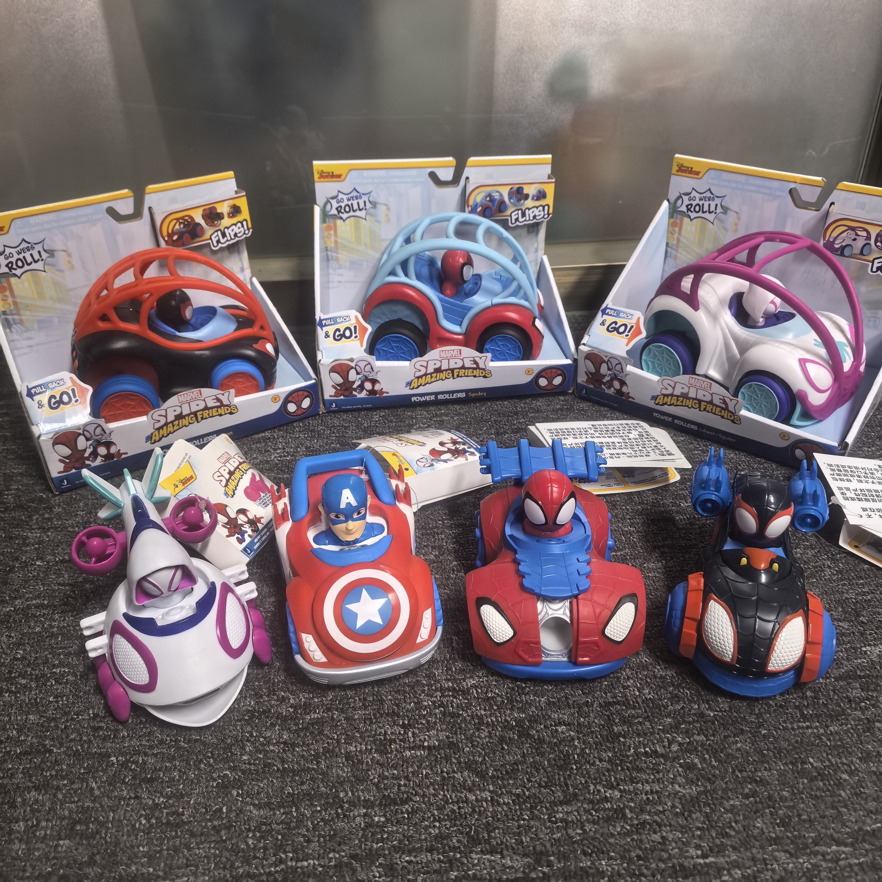 JAZWARES正版漫威蜘蛛侠 小蜘蛛和他的神奇小伙伴 惯性滑行玩具车