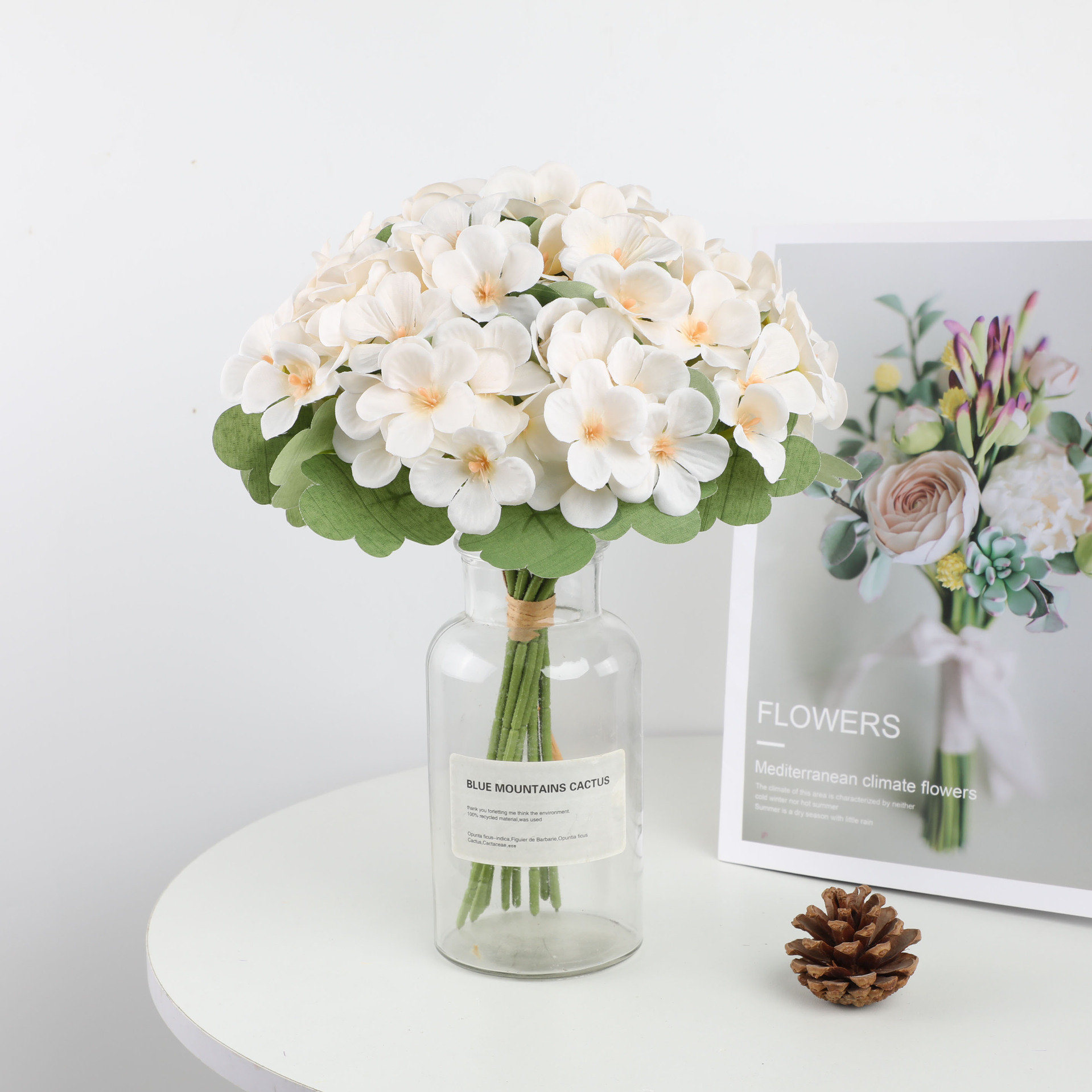 跨境婚礼伴娘手捧花创意麻绳手柄花束跨境白色仿真兰花新娘手捧花