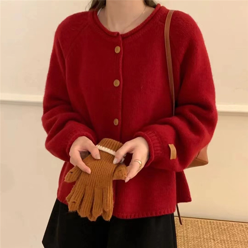 秋冬装高级感超好看纯色毛衣女外套2025新款爆款外搭针织开衫上衣