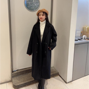 燕麦色双面呢大衣外套女2025秋冬新款韩版气质宽松长款女生大衣女