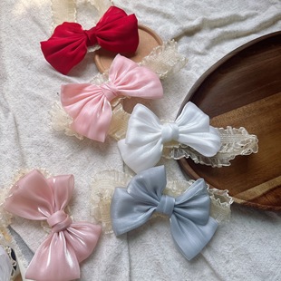 2025新亮光甜美蝴蝶结网红儿童头饰饰品婴儿发带饰品纯色搭配