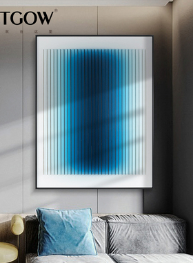 蓝色亚克力雕刻3D立体实物装饰画客厅样板间挂画现代简约玄关壁画