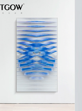 蓝色渲染装饰画《虚拟空间》现代抽象客厅样板房挂画酒店会所壁画