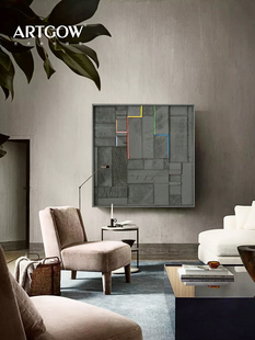 木雕装置画《黑色光谱》侘寂风客厅沙发背景墙装饰画酒店会所挂画