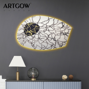 现代简约LED灯光画抽象纹理客厅样板房会所装饰画《纵横交错》