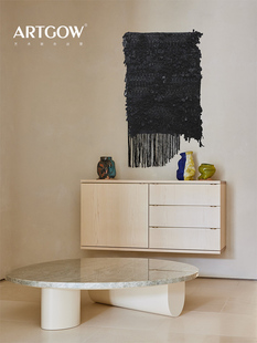 棉纱编织装置画《沉默的黑色》侘寂风客厅玄关装饰画酒店大堂挂画